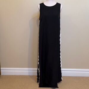SHEIN Black Maxi Dress White Ric Rac Trim Sleeveless Keyhole Back Size L